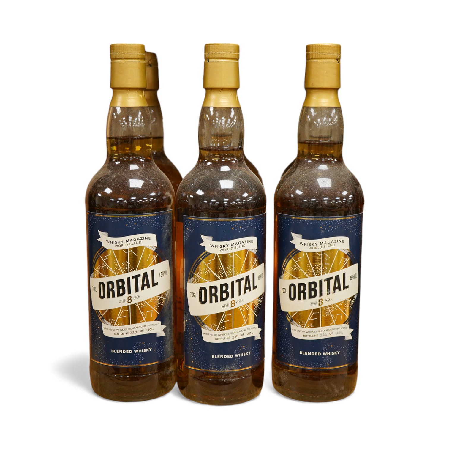 Orbital blended whisky 8 years, eight numbered bottles in a limited edition of 1104